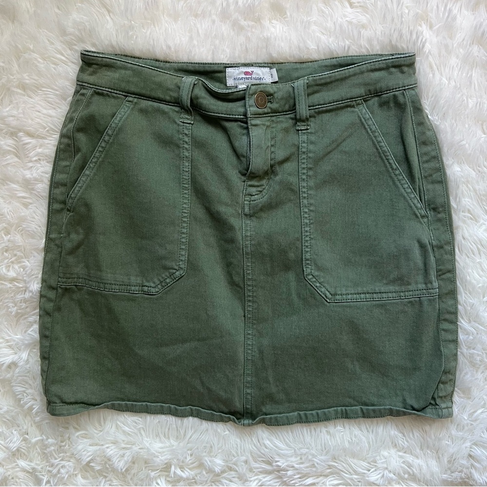 Vineyard Vines Green Khaki Mini Skirt